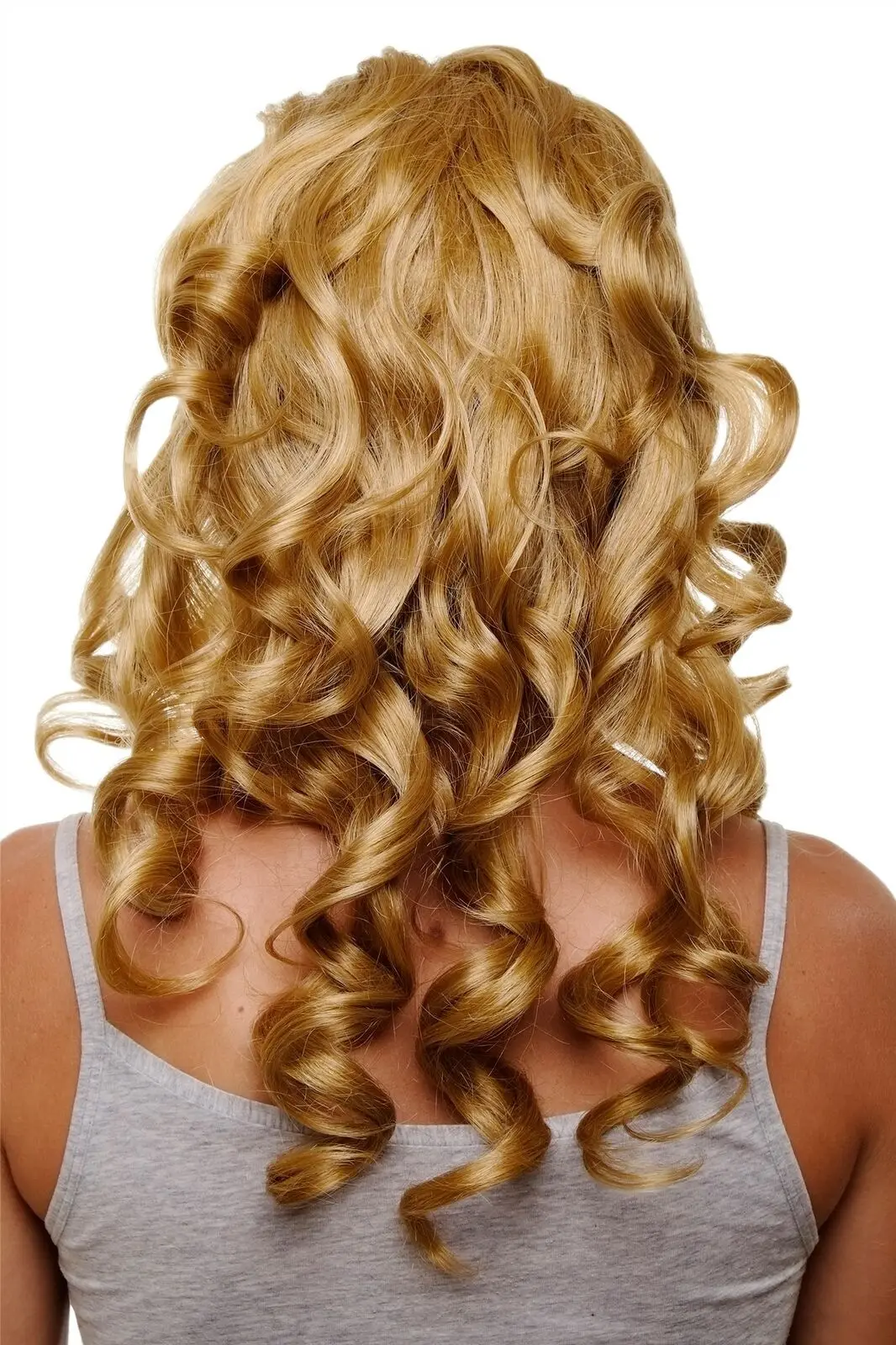 

Clip-In Hair Piece 7 Clips 3/4 Wig half Wigs Blonde Curls 50cm