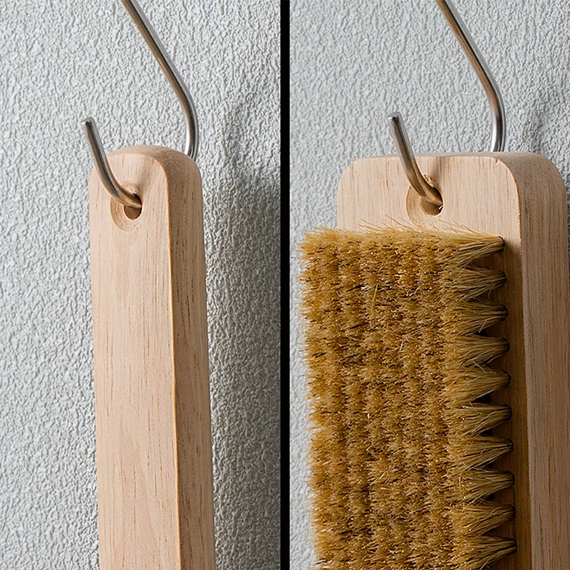 Wooden handle cleaning products for home Hanging hole design shoe brush Multifunction Pig hair laundry brush