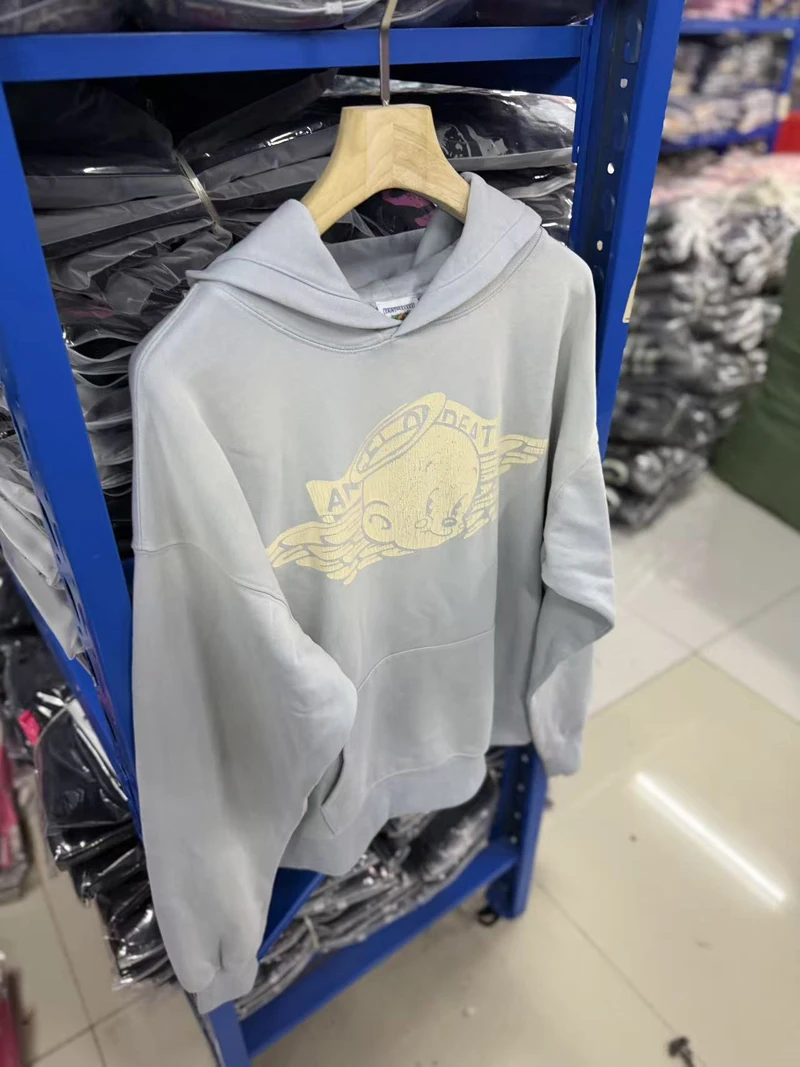 26ss SAINT Angel Printed Hoodies High Quality Cotton Distressed Oversized Men Women Pullover Sweatshirts