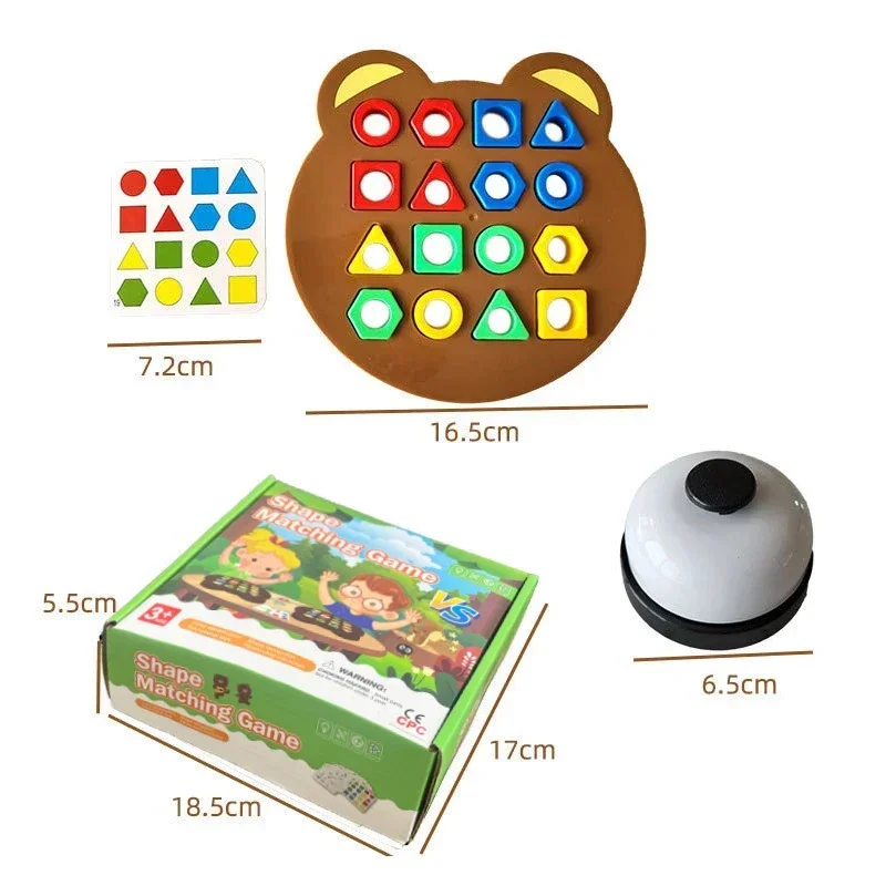 Ursinho forma geométrica cor correspondente quebra-cabeça 3d ** montessori aprendizagem educacional brinquedos de batalha interativos presente das crianças!! !