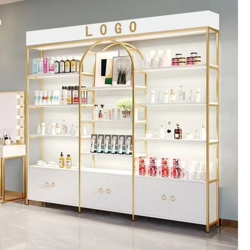 custom. [2098 People Collected] Beauty Salon Lighted Product Display Cabinet Cosmetics Hair Salon Shelf Display Rack Skincare Pr