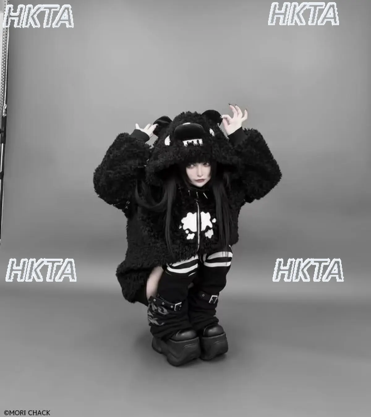 Japanese Soft Fluffy Fur Coat Women Winter Cute Cartoon Bear Subculture Y2K Sweet Cool Lamb Wool Thickened Warm Cotton Jacket