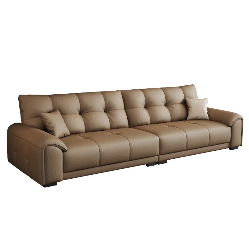 Yjq Italian minimalist leather sofa living room simple modern light luxury leather sofa