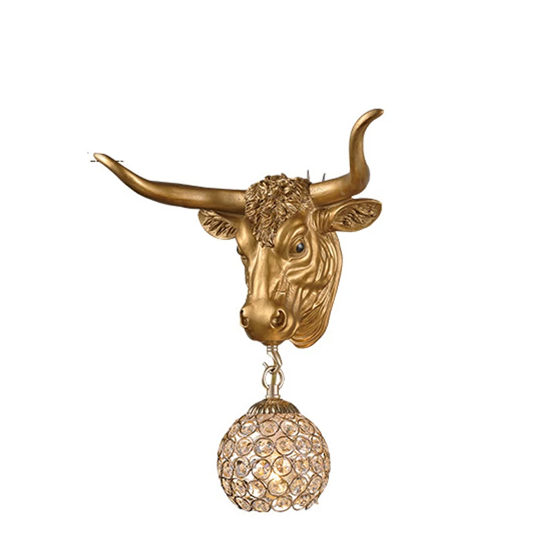 BERTH Modern Interior Crystal Wall Lamps Creative Cattle Design Led Bedside Sconce Lights For Home Living Room Porch Decor