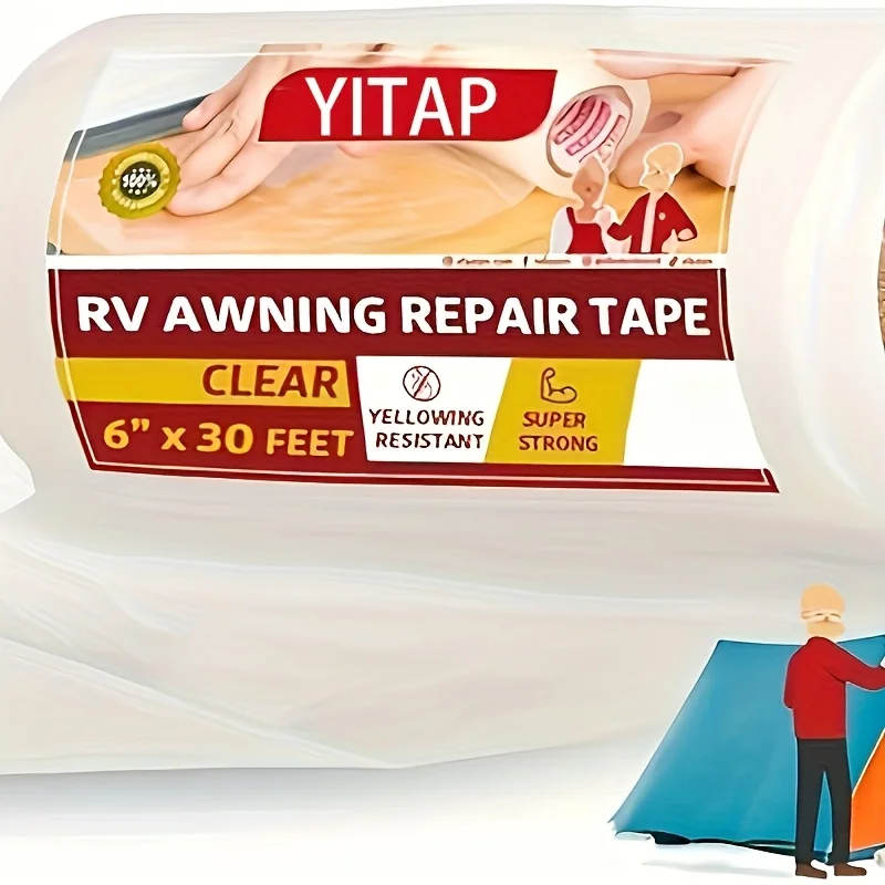 Heavy Duty RV Awning Repair Tape Waterproof Tear Resistant Transparent Patch for Camper Van Tent Vinyl Greenhouse Canopy