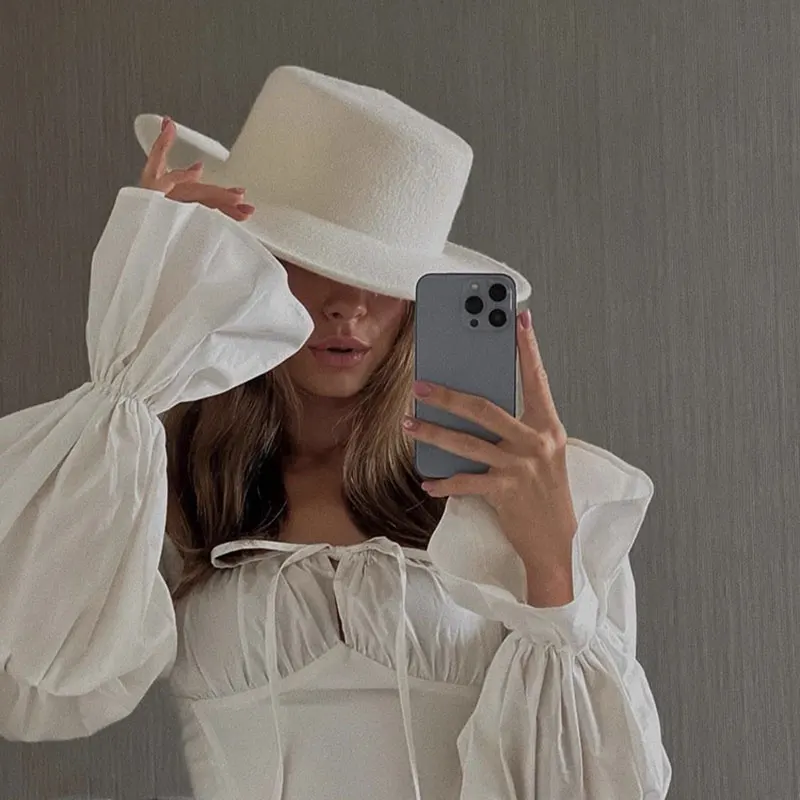 

Классические шерстяные шляпы Fedoras с плоским верхом для женщин, джазовая кепка, элегантные британские женские кепки с широкими полями, шляпа для свадебной вечеринки, Chapeau Femme, новинка