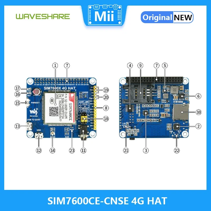 Módulo de rede MiiBestODRaspberry Pi 4 SIM7600CE-CNSE 4G HAT suporta comunicação 4G / 3G / 2G, posicionamento LBS