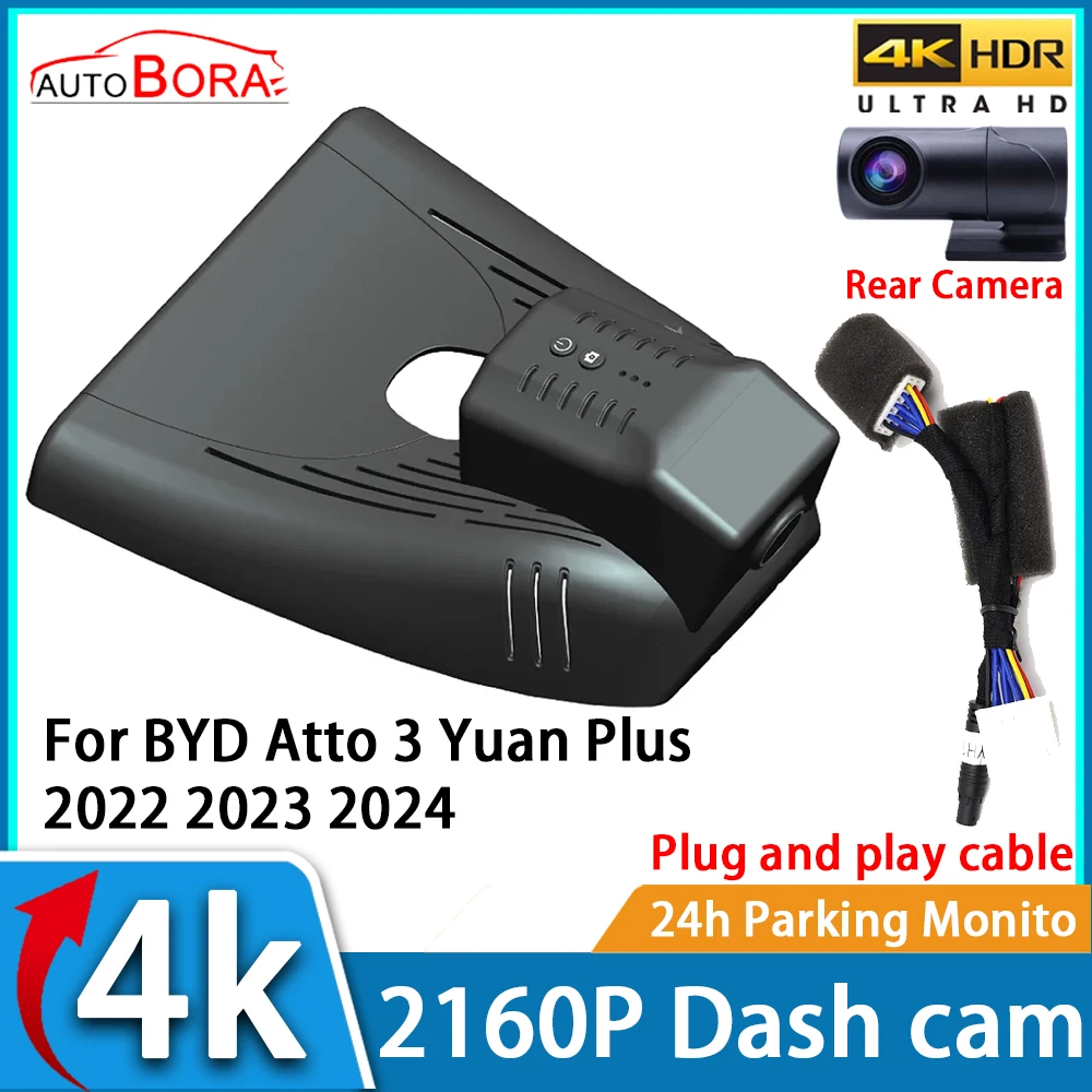 

ZhuCamX Car Video Recorder Night Vision UHD 4K 2160P DVR Dash Cam for BYD Atto 3 Yuan Plus 2022 2023 2024