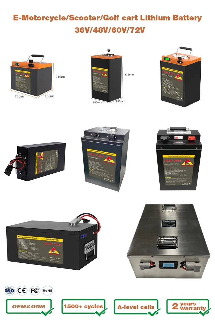 تخصيص 48 فولت 60 فولت 72 فولت 72 فولت 40 أمبير 50 أمبير 60 أمبير Lifepo4 بطارية حزمة دراجة نارية كهربائية بطارية ليثيوم أيون حزمة لسيارات EV #6