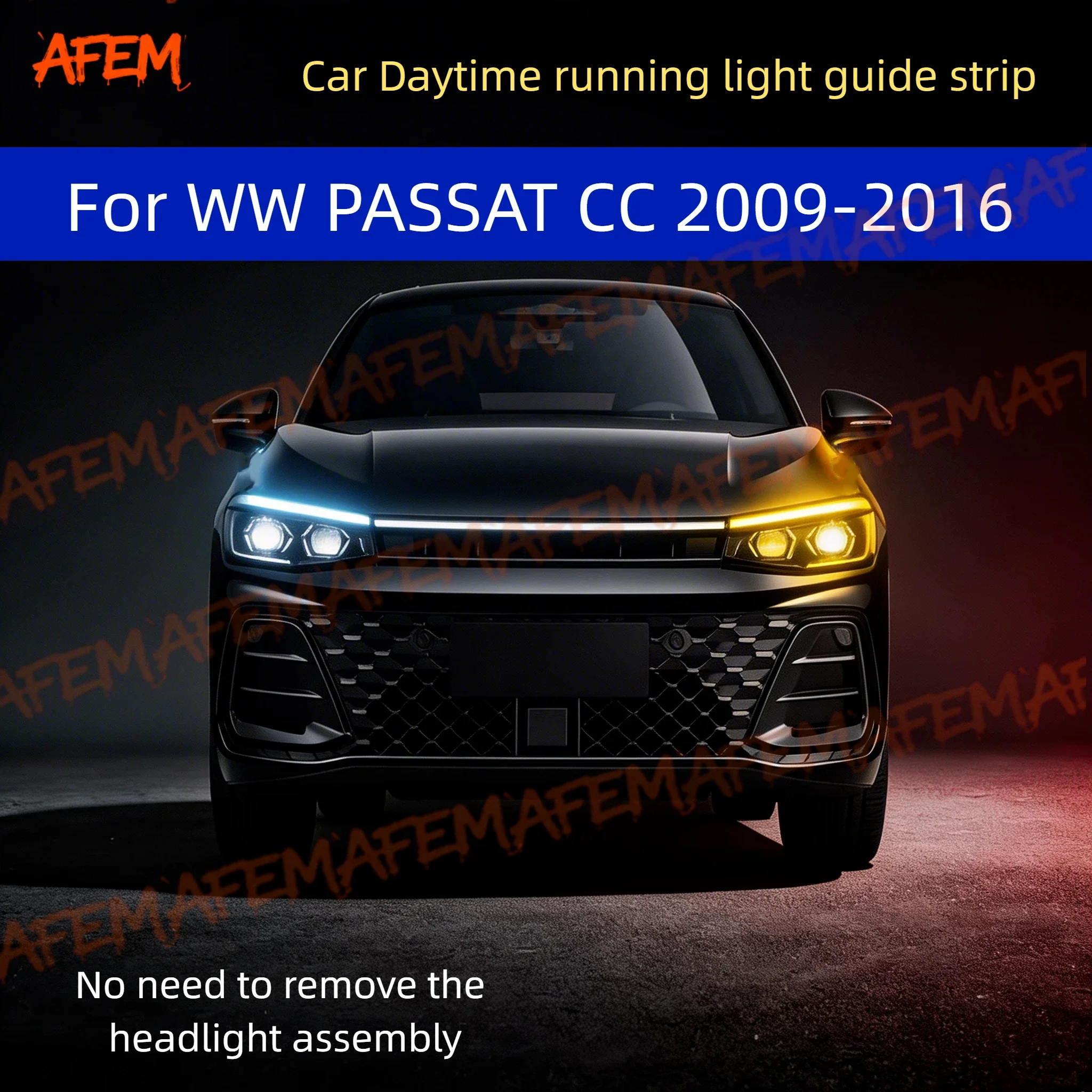 For WW PASSAT CC 2009-2016 Car DRL Daytime Running Light Start Scan Style Sequential Flowing Turn Signal Light Ultra-Thin LED