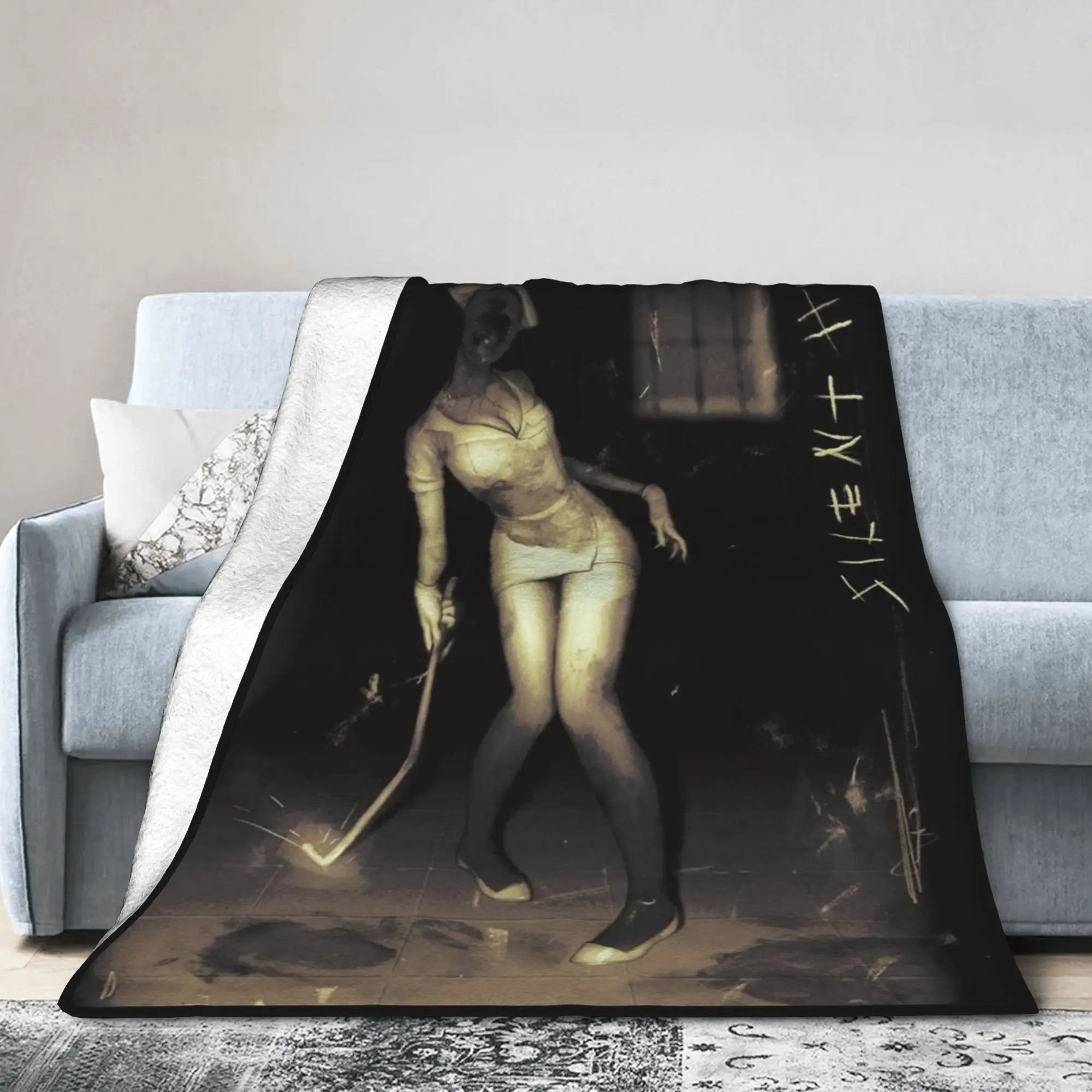 Silent Hill New Blanket Coral Fleece Plush Halloween Horror Multi-function Warm Throw Blanket for Bed Bedroom Bedding Throws