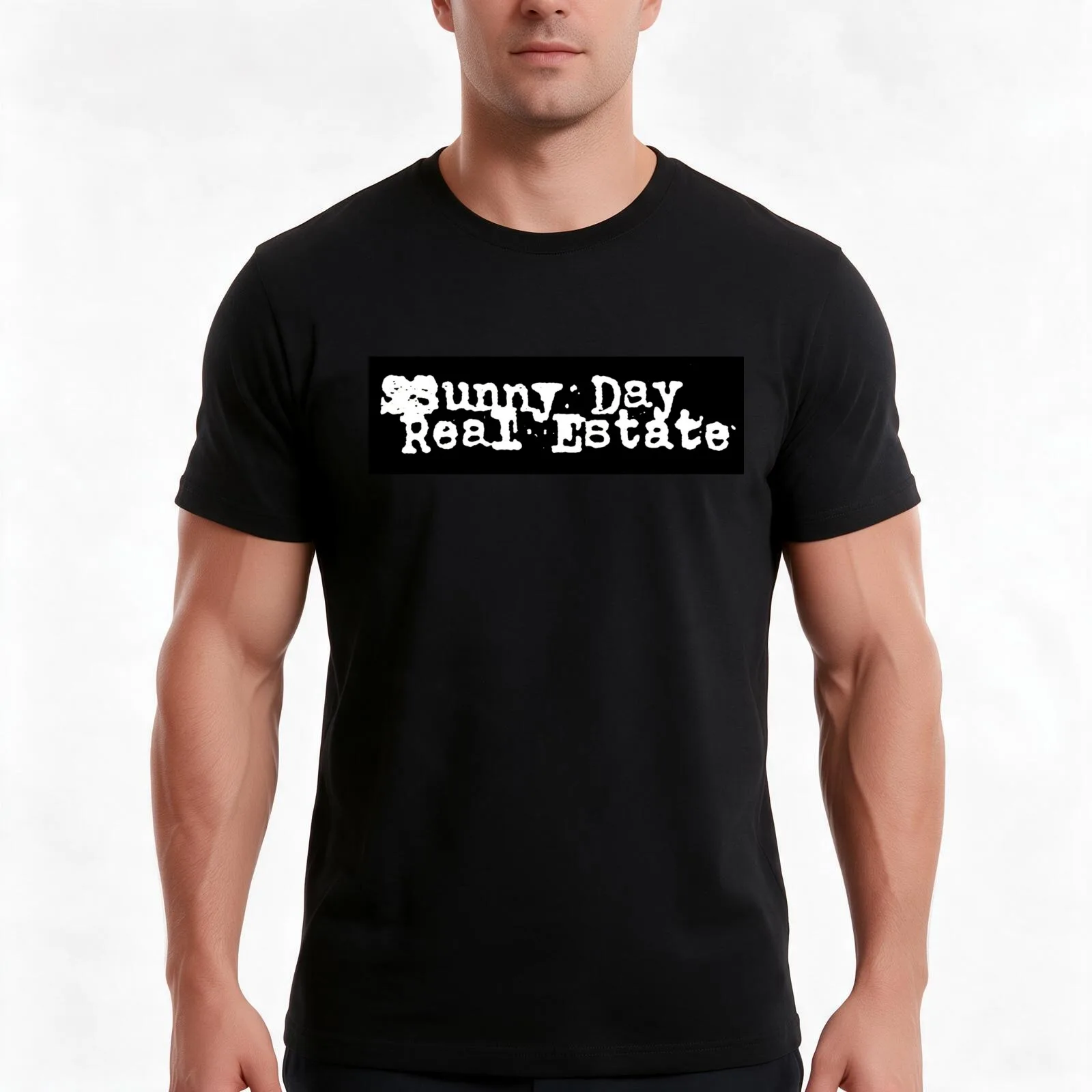 Sunny Day Real Estate Logo (Black Background) T-Shirt, Summer Casual Cotton Tee, Oversized Streetwear Tops, Unisex Men Women