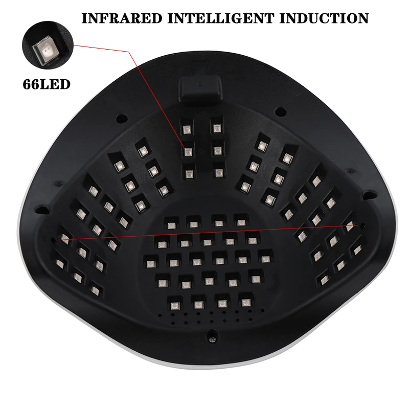 D7 poderoso 66leds luz vermelha conduziu a lâmpada do prego para gel unha polonês secagem inteligente sensor profissional salão de beleza da arte do prego manicure máquina