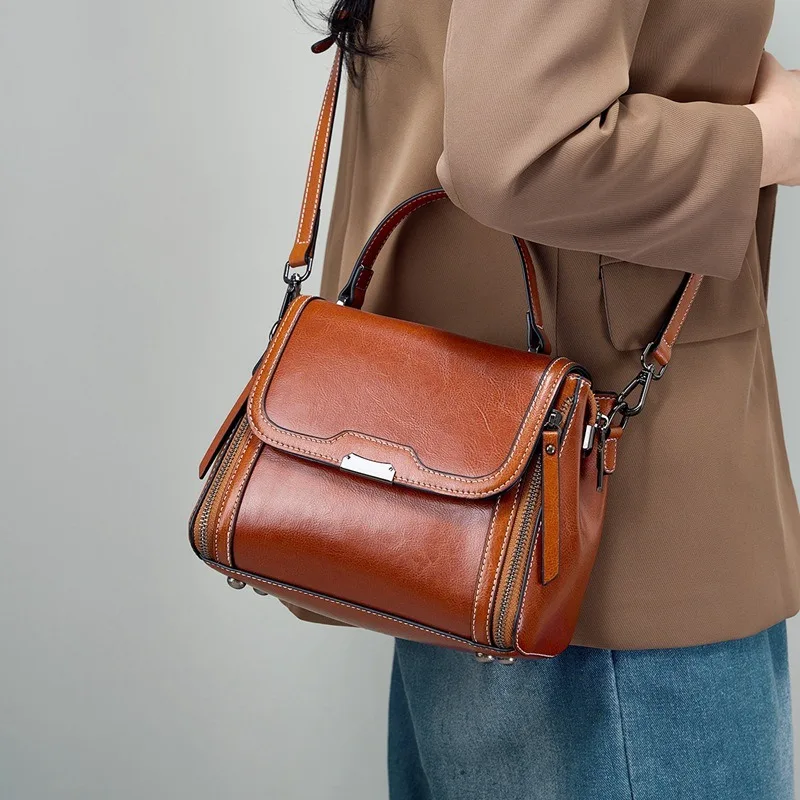 Minimalist Timeless Everyday Shoulder Bag for Women Genuine Leather Convertible Crossbody Handbag with Adjustable Strap Luxury