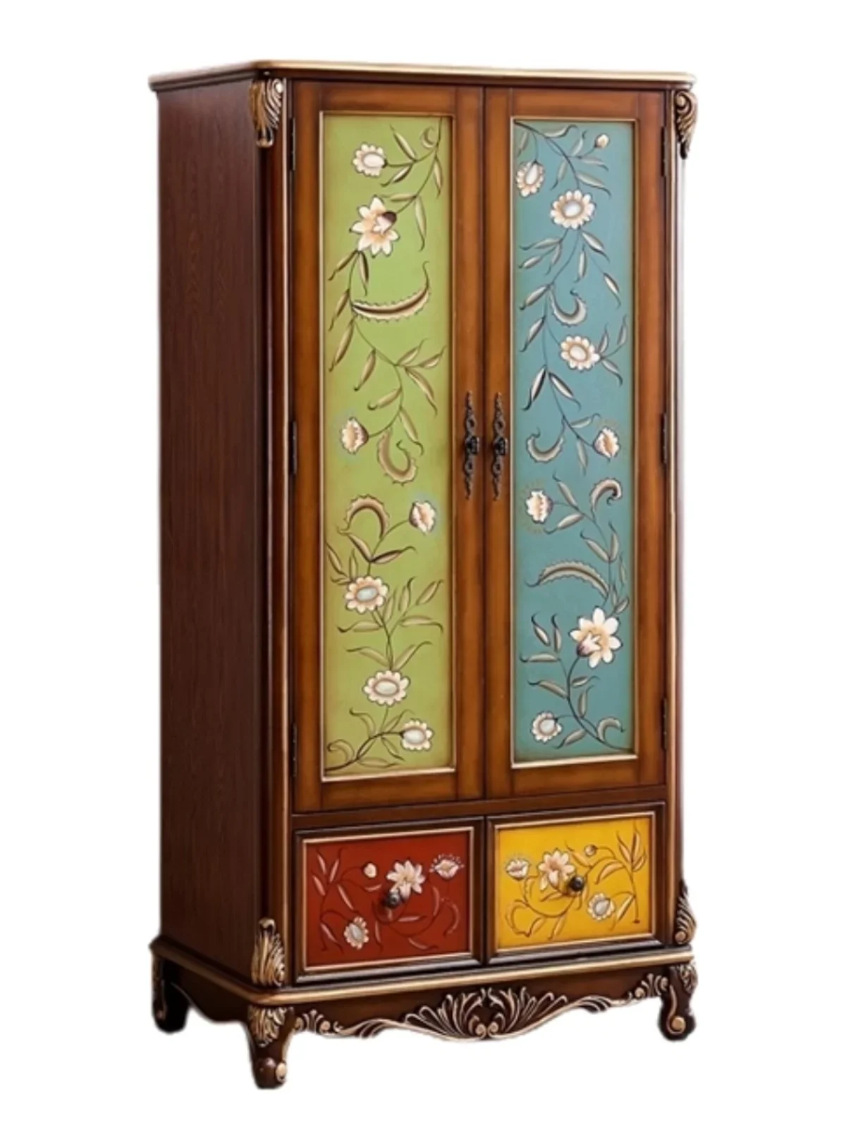 

European-Style Retro Painted Furniture Solid Wood Locker Wardrobe and Cabinet