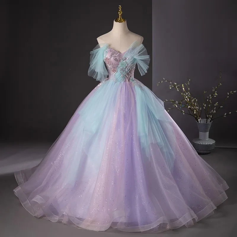 Vestido strapless Srube para festa de aniversário, quinceanera vestido de baile, novo, 2024, vestido de baile