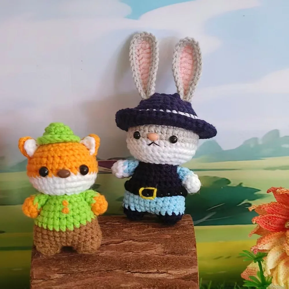 

Finished Crochet Handmade Cute Rabbit&fox Doll Pendant,crochet Cotton Cartoon Animals Ornament, Handmade Knitted Doll Decor