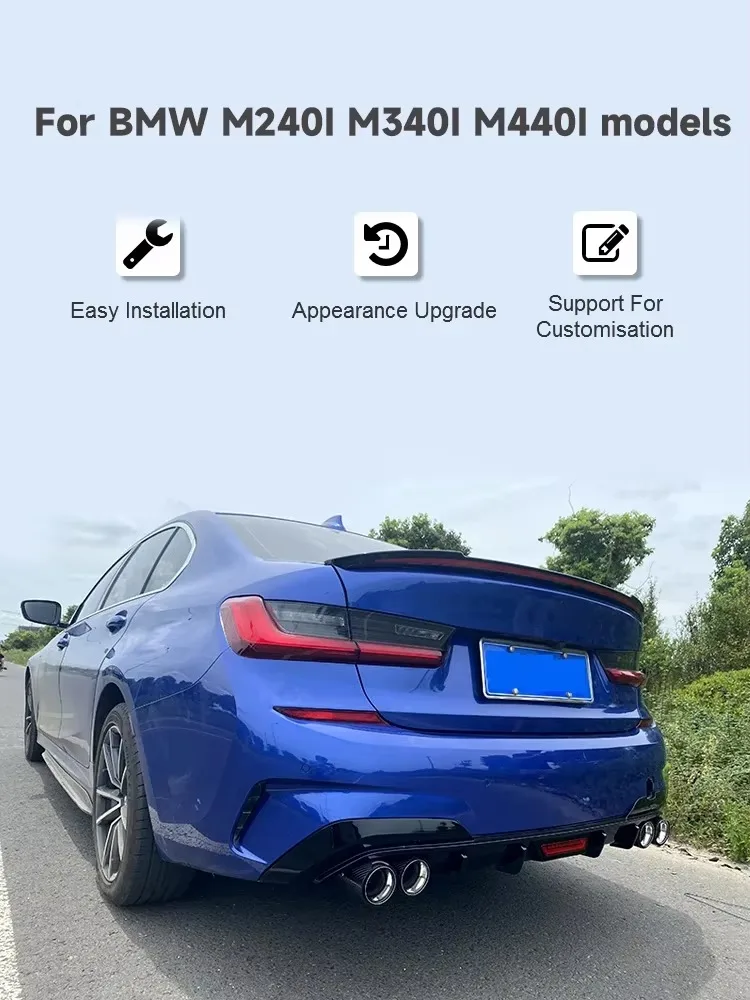 Car Exhaust Pipe for bmw G20 G21 G23 G42 M240i M340i M440i Upgrade Carbon Fiber Exhaust Tip M Performance Quad Muffler Tip