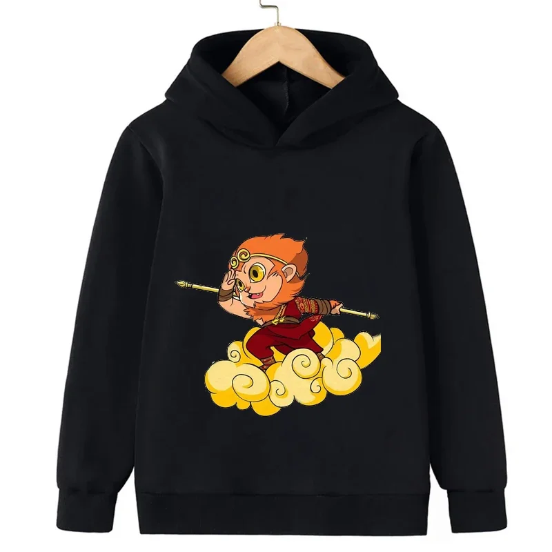 New Spring Chinese Classical Mythology Monkey Print Kids Boys Hoodies Sweatshirts Autumn Teenager Boy Clothes Kid Girls Tops