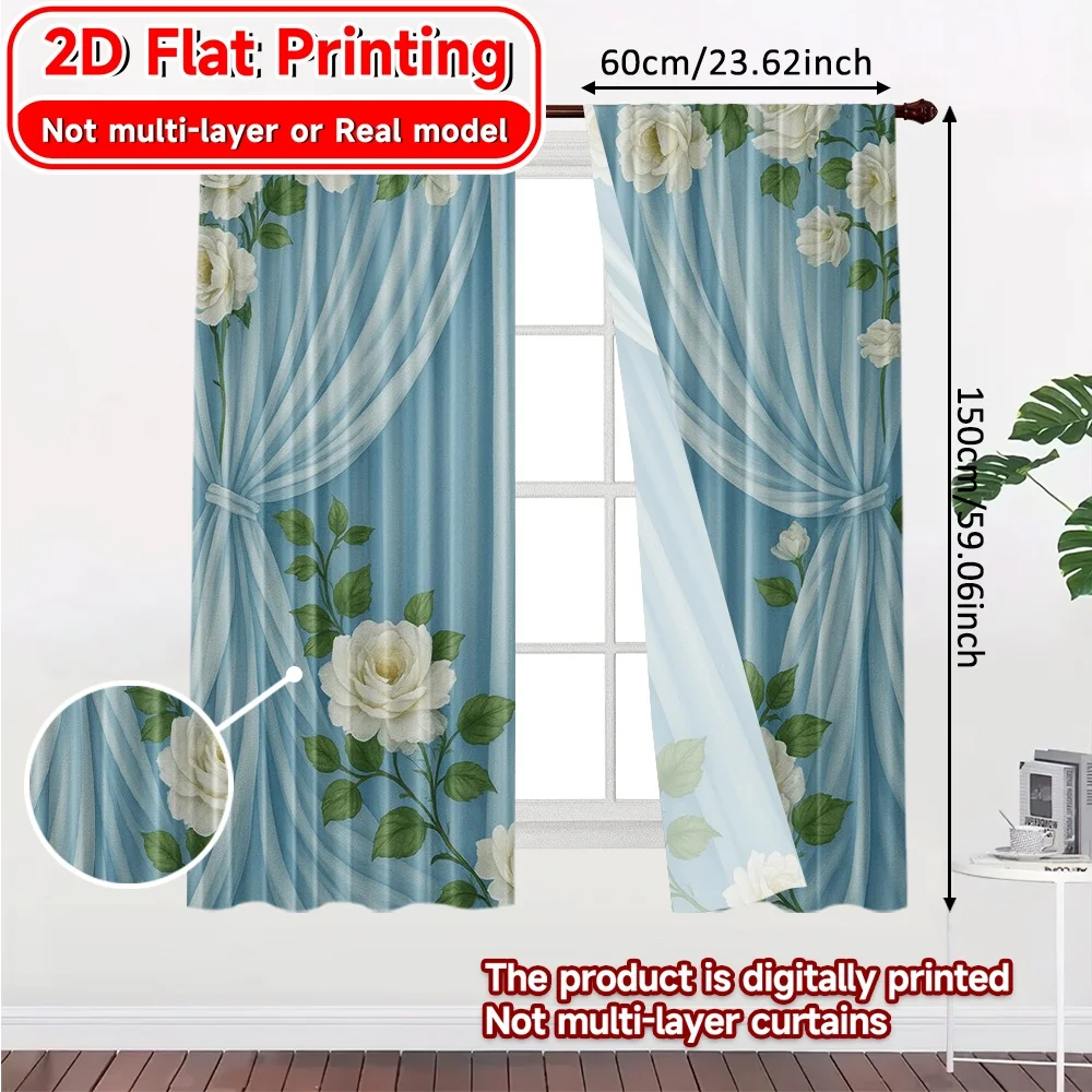 2D Flat Printing,2pcs Dreamy Oasis Print Modern Curtains Durable 100% Polyester Fabric Curtains Decorations Outdoor Perfect for
