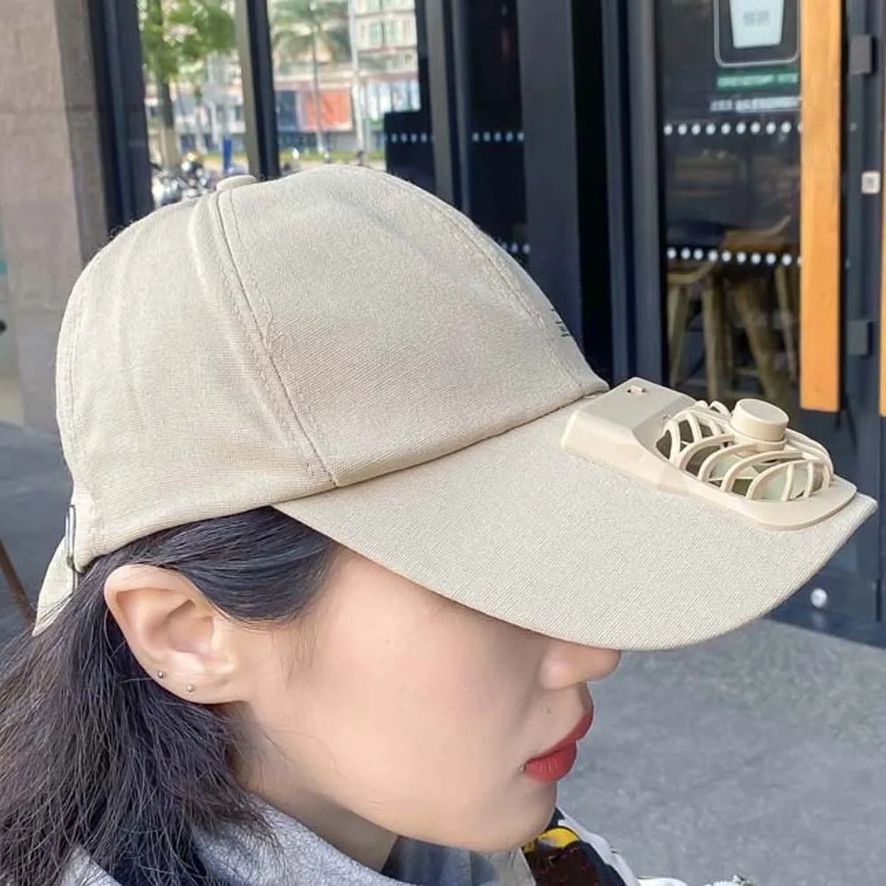 Portable Baseball Cap with Fan Long-lasting Adjustable Rechargeable Fan Hat Polyester Lightweight