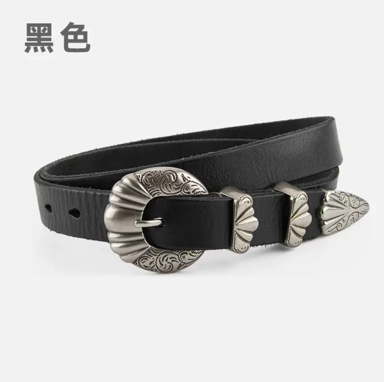 

Luxurious layer of cowhide 2.3 * 110cm women's belt, European and American retro carving, high-end texture, versatile genuine