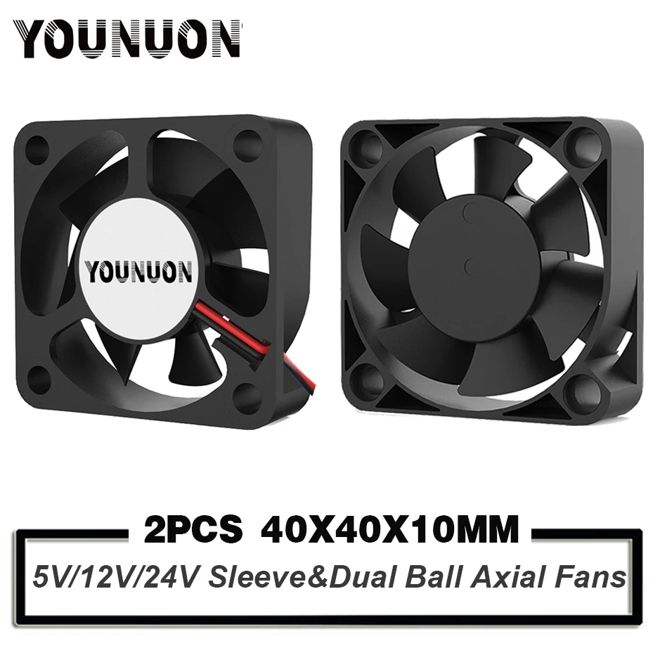 2 sztuki 5V 12V 24V 4010 40mm Wentylator chłodzący do drukarki 3D Wentylator chłodzący DC Bezszczotkowy wentylator tulejowy/kulkowy Wentylatory promieniowe 40x40x10mm Wentylator