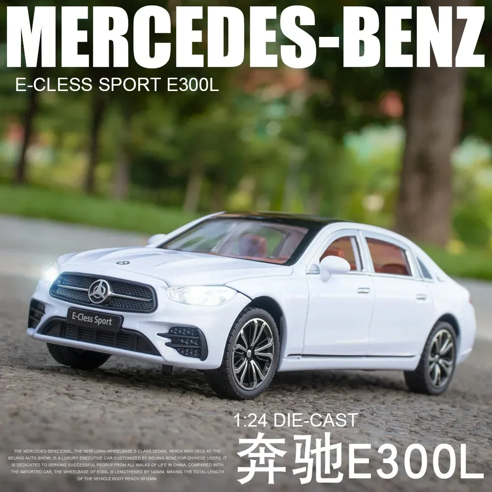 

1:24 Mercedes-Benz E300L E-cless Sport, литая под давлением модель автомобиля из металлического сплава, звук, свет, откатная коллекция, детская игрушка в подарок A480