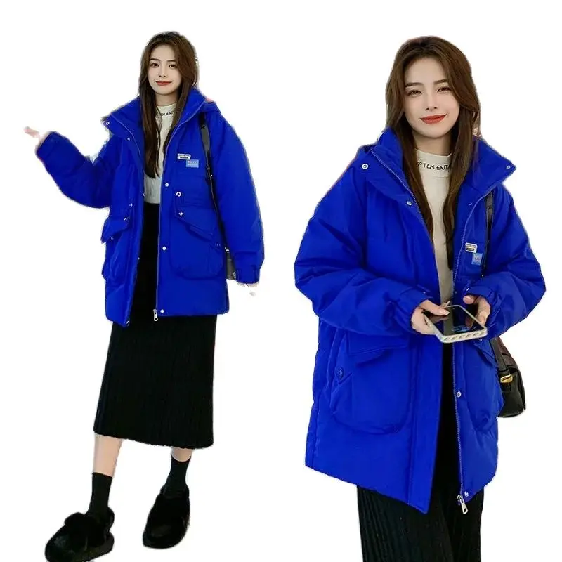 

Medium Long Winter New Down Cotton-Padded Jacket Women's Warm Hooded Coat Loose Joker Thickened Women's Fashion Casual Outcoat