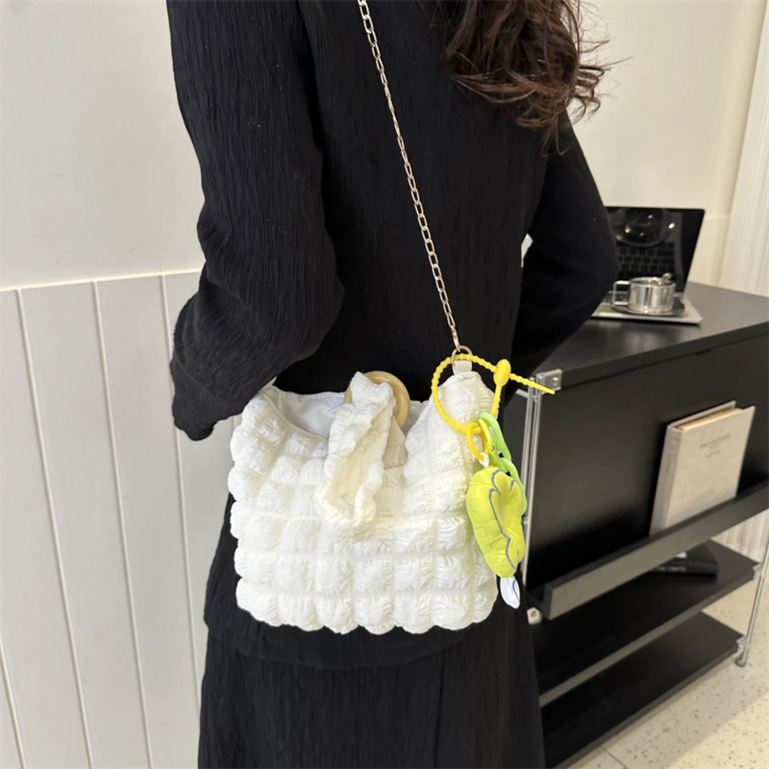 

Cloud Pleated Crossbody Bag, Trendy Shoulder Hobo Bag - Women's Casual Fashion Handbag & Tote Purse