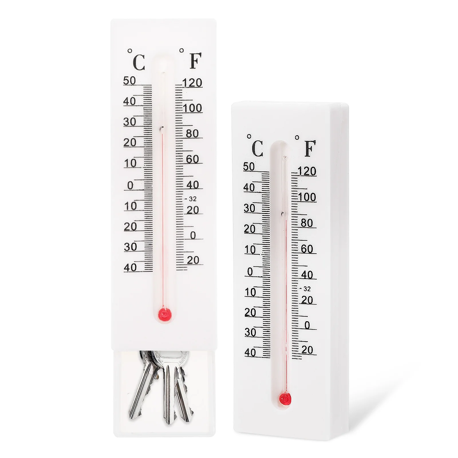 2 pcs Key Hider Outdoor Thermometer Decorative Storage Box For Outside Wall Mount Garage Garden Fence Weatherproof Plastic Key