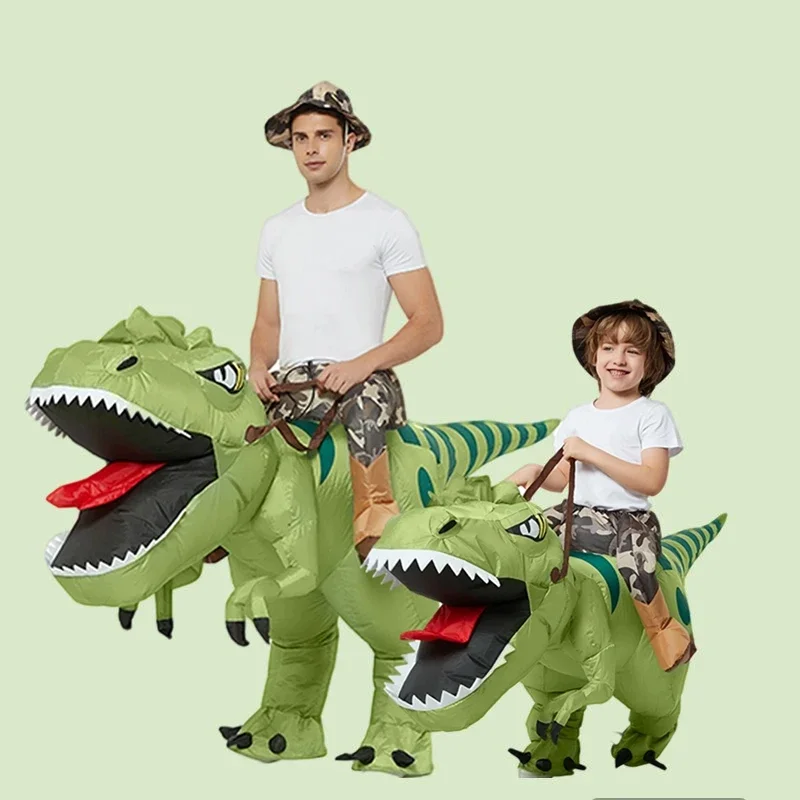 Adults Kids Inflatable Dinosaur Velociraptor Costume Halloween Carnival Party Fun Cartoon Role Playing Costume Holiday Gift