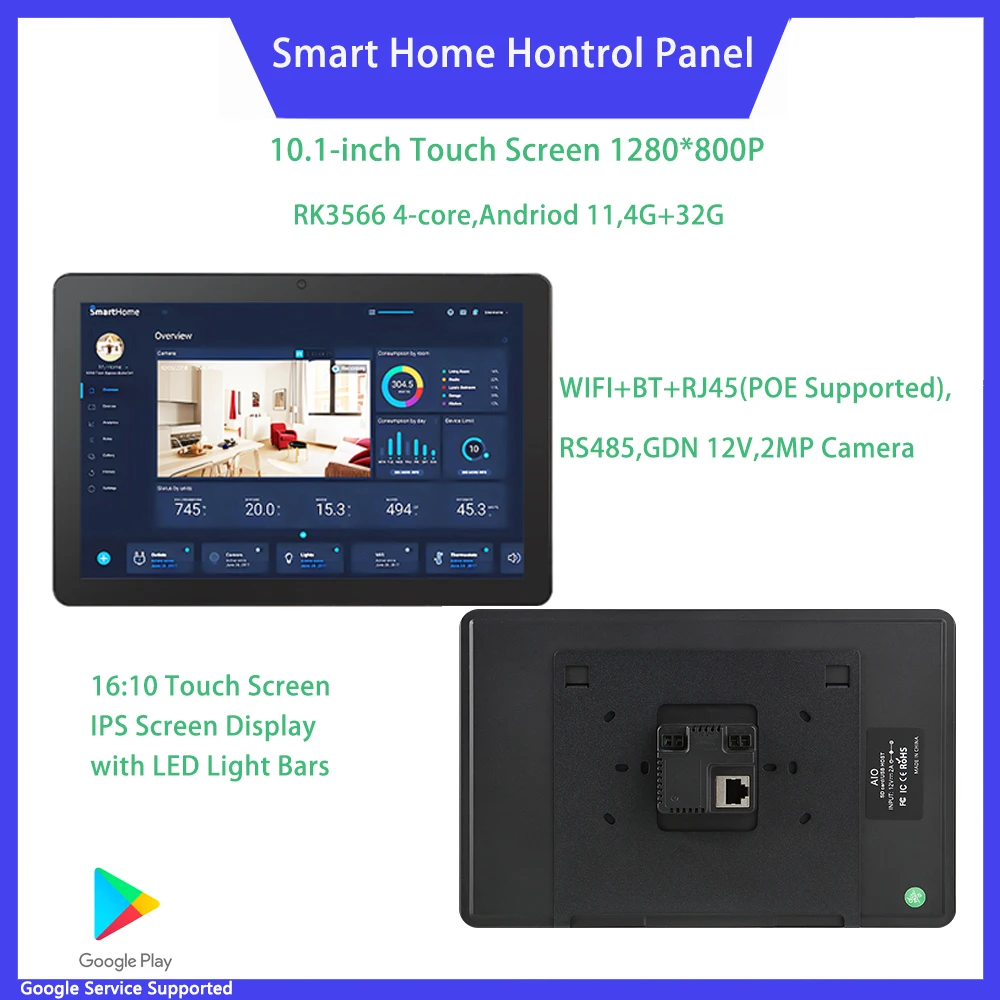 Imagem -02 - Smart Home Painel de Controle com Tela Sensível ao Toque Tablet Poe Câmera Adequado para 86 Caixa de Parede Android 11 os em 10 em 101 em