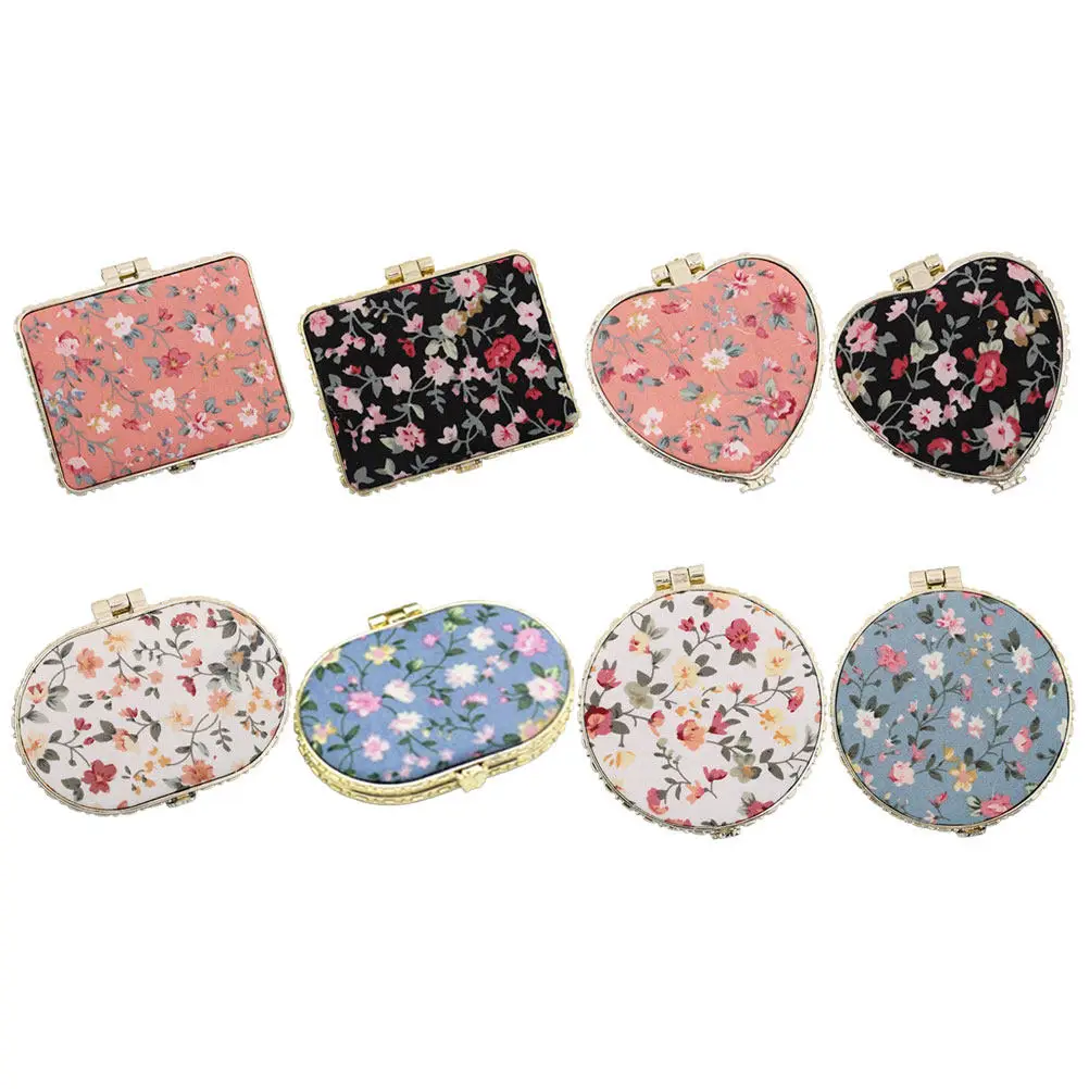 

Floral Pocket Mirror Compact Vintage Small Travel Mini Makeup Creative Shape Decorative Retro Glass Resin Lightweight Easy Carry