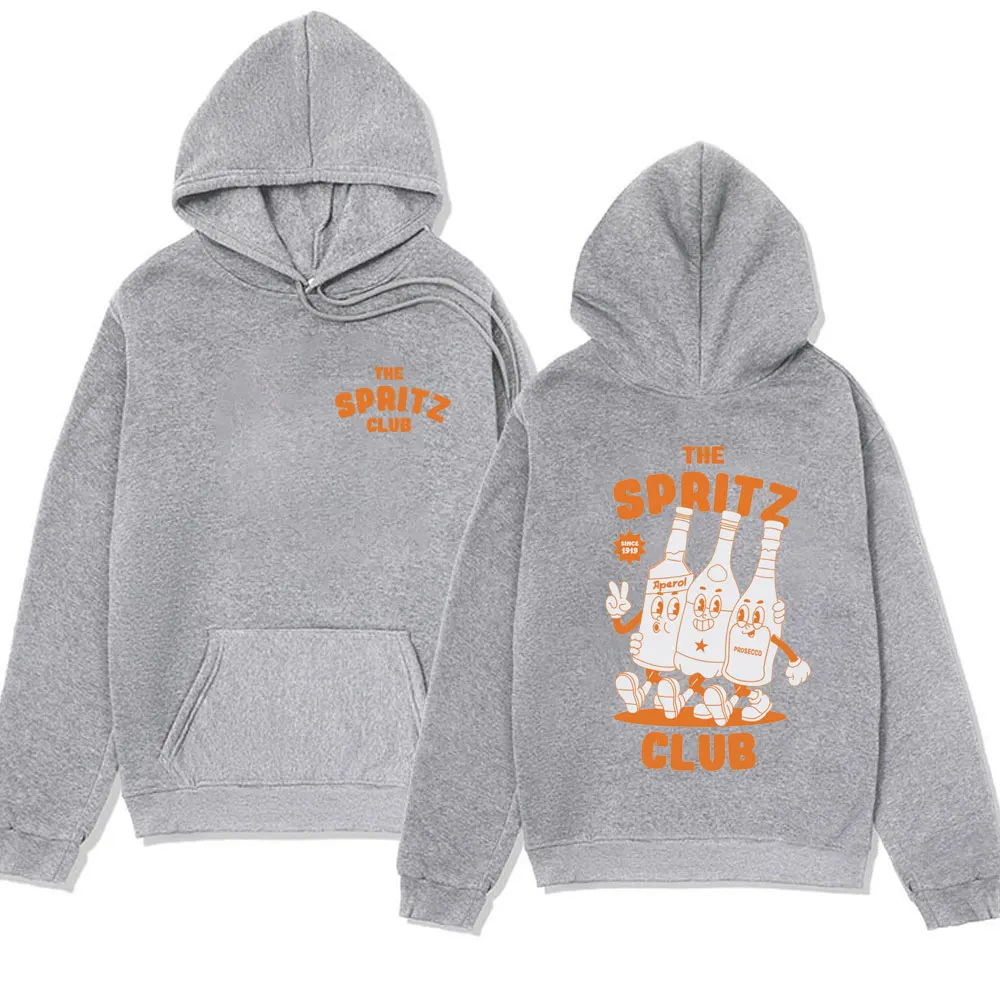 Funny Aperol Spritz Cocktail Graphic Printed Hoodie Cute Cartoon Wine Sweatshirt  Winter Fleece Pullover Fashion Oversized Hoody