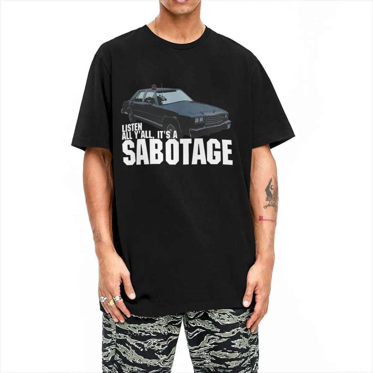 Printed Sabotage Beastie Boys Car Shirts Outfit for Men Women 100% Cotton T Shirt Tee Clothing