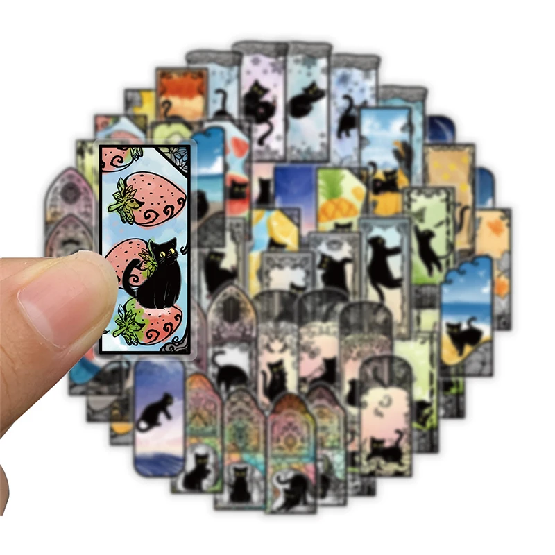 50 قطعة ملصقات القطط المضحكة اللطيفة شفافة القوطية الأسود القط الشارات لأجهزة الكمبيوتر المحمول زجاجات المياه DIY بها بنفسك سجل القصاصات موضوع الحيوانات الأليفة