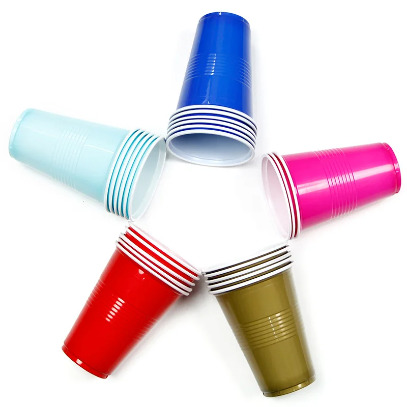 20PC Disposable Plastic Cup Beerpong Two-tone PP Table Tennis 16oz Beer Cup Party Game Solo Cup Party Supplies