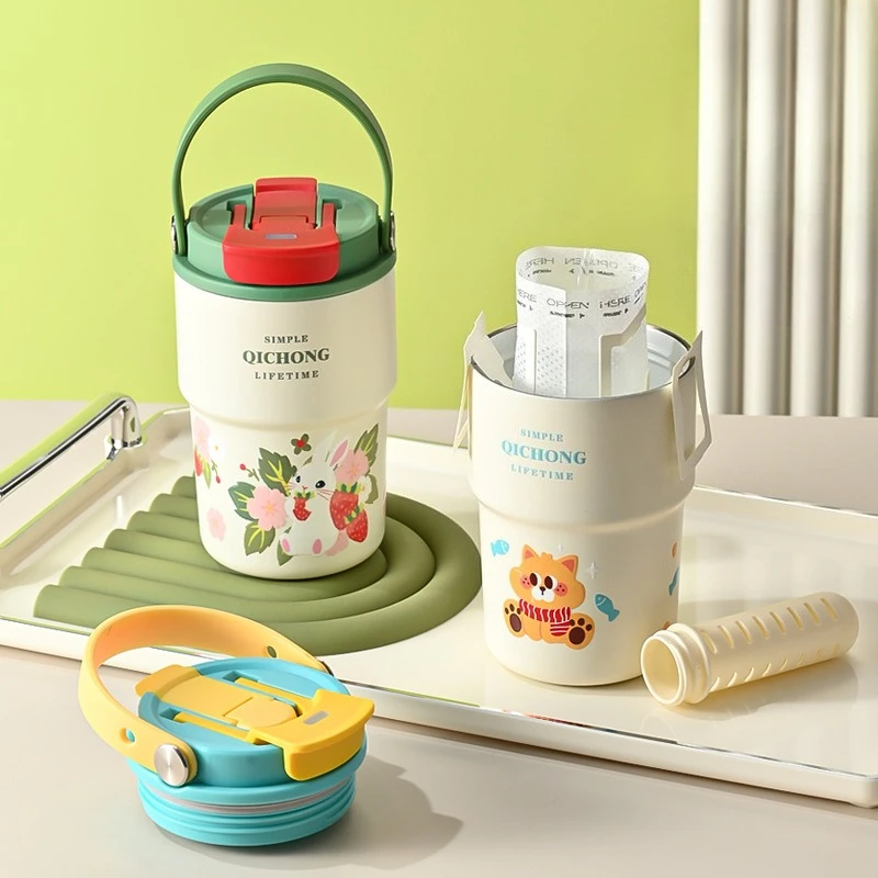 

1PC 450ML Stainless Steel Thermos Cup Ceramic Liner Coffee Cup Thermos Bottle Thermal Travel Mug Leakproof Car Vacuum Flasks