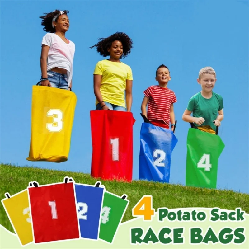 4Pcs Fun Outdoor Sports puntelli Kangaroo Jumping Bag Sack Race Games genitore-figlio Interactive Sense Training bambini giocattoli in età prescolare