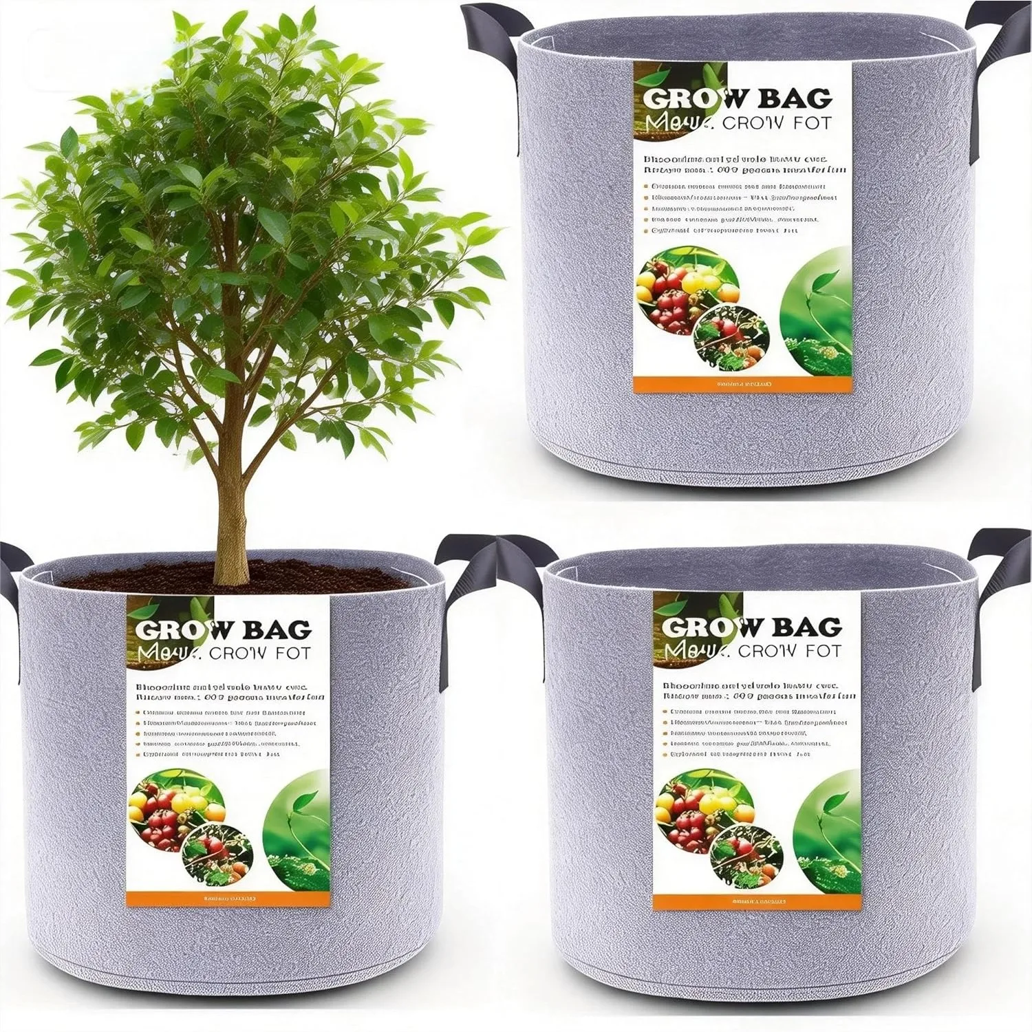 

20 Gallon Grow Bags for Plants with Handles, Heavy Duty Fabric Planter Pots for Tomato Potato Flowers Indoor Outdoor, 3 Pack