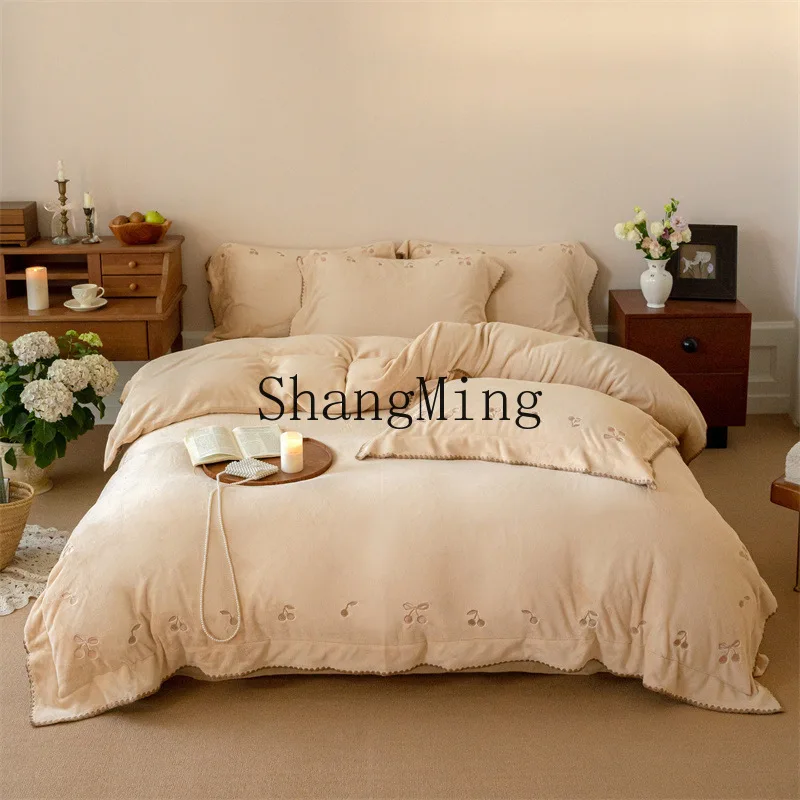 

DSA fleece warm fleece four-piece set winter thickened quilt cover bed supplies