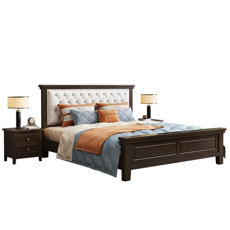 

American solid wood bed, light luxury modern simple high end soft bag bed