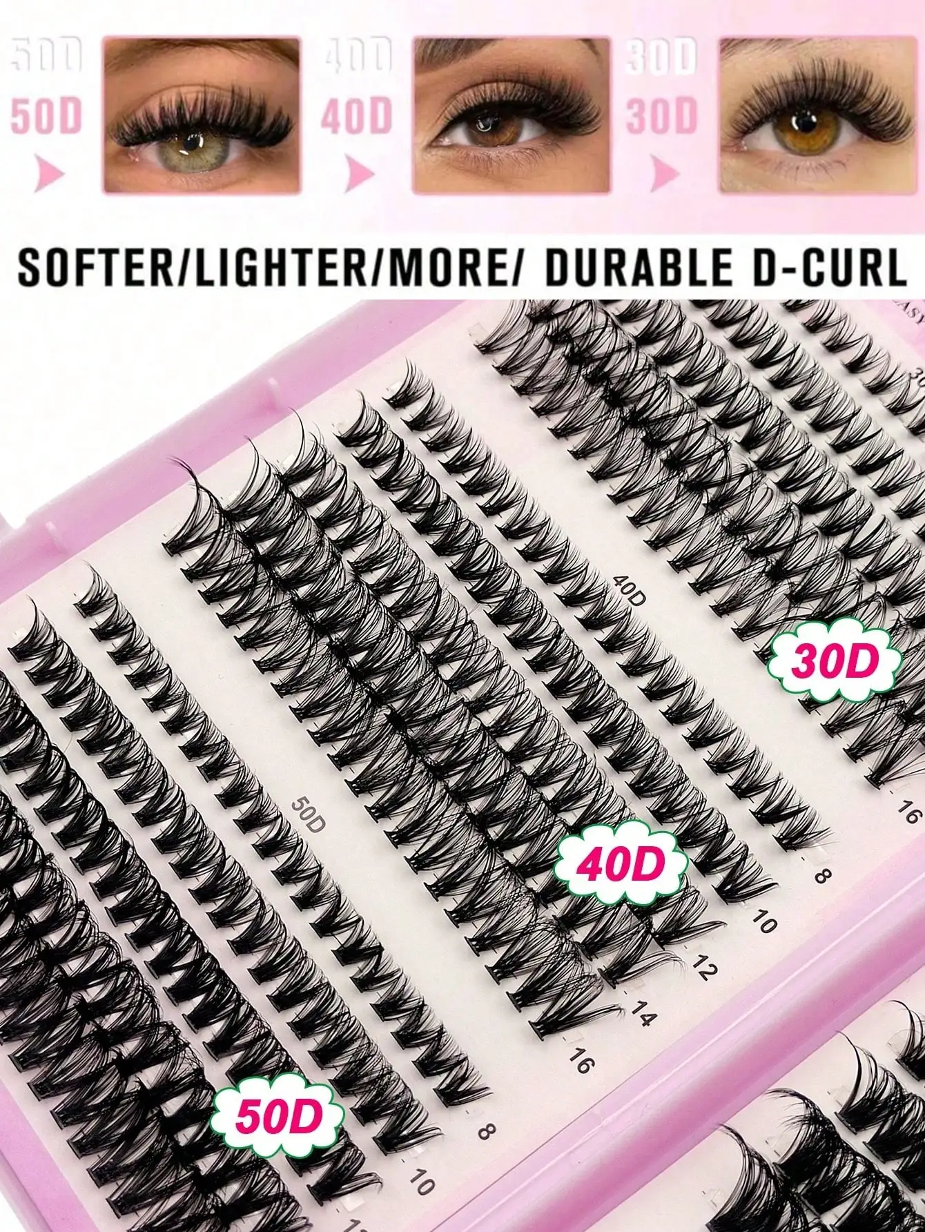 DIY Wimpernverlängerungen für Zuhause, Wimpernbuch, weiche, flauschige Cluster-Wimpern, natürliche einzelne Wimpern für Augen-Make-up – Detail 3