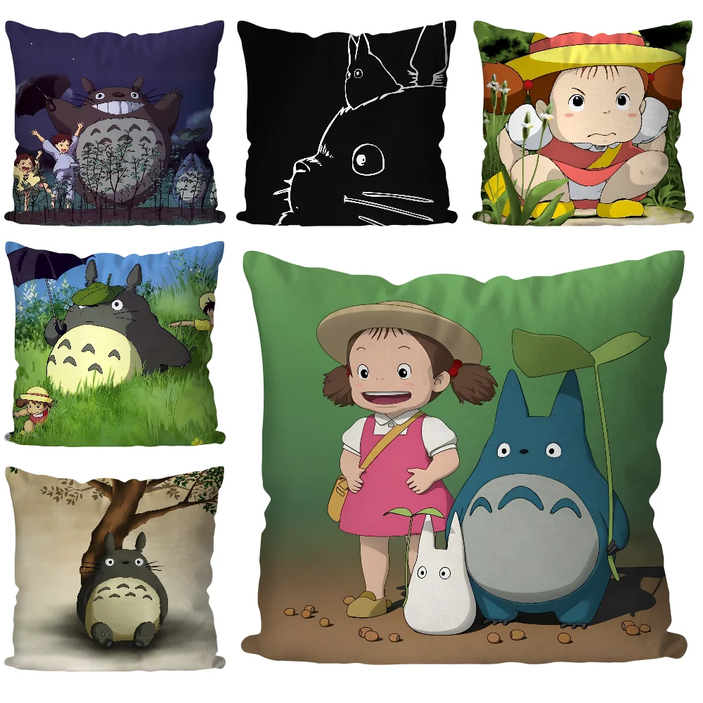 1pc Anime T-Totoro-o Pillow Case Square Pillow Bedroom Sofa Leisure Comfort Cushion Car Living Room Home Decoration