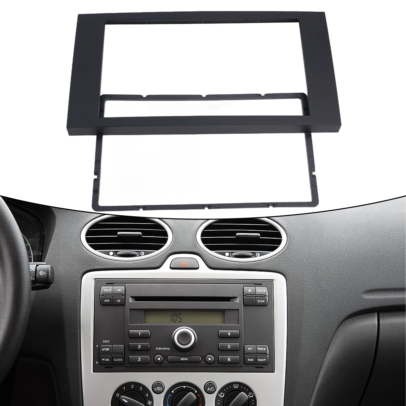 

Double Din Stereo Fascia Auto Parts Black Brand New Plastic Replacement Tool Elegant Design Exquisite New Practical