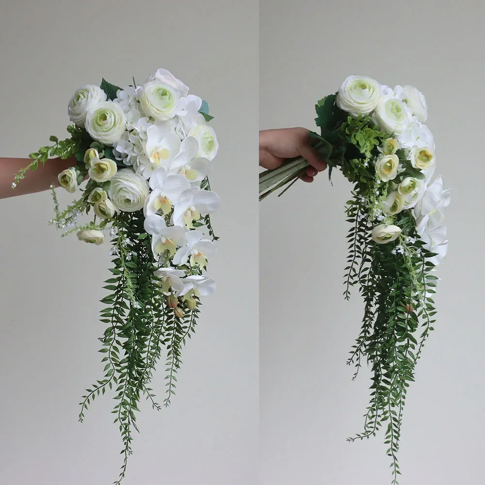 

Towoo bridal bouquet simulated flower wedding fake flower wedding photography photo props Mori white Phalaenopsis