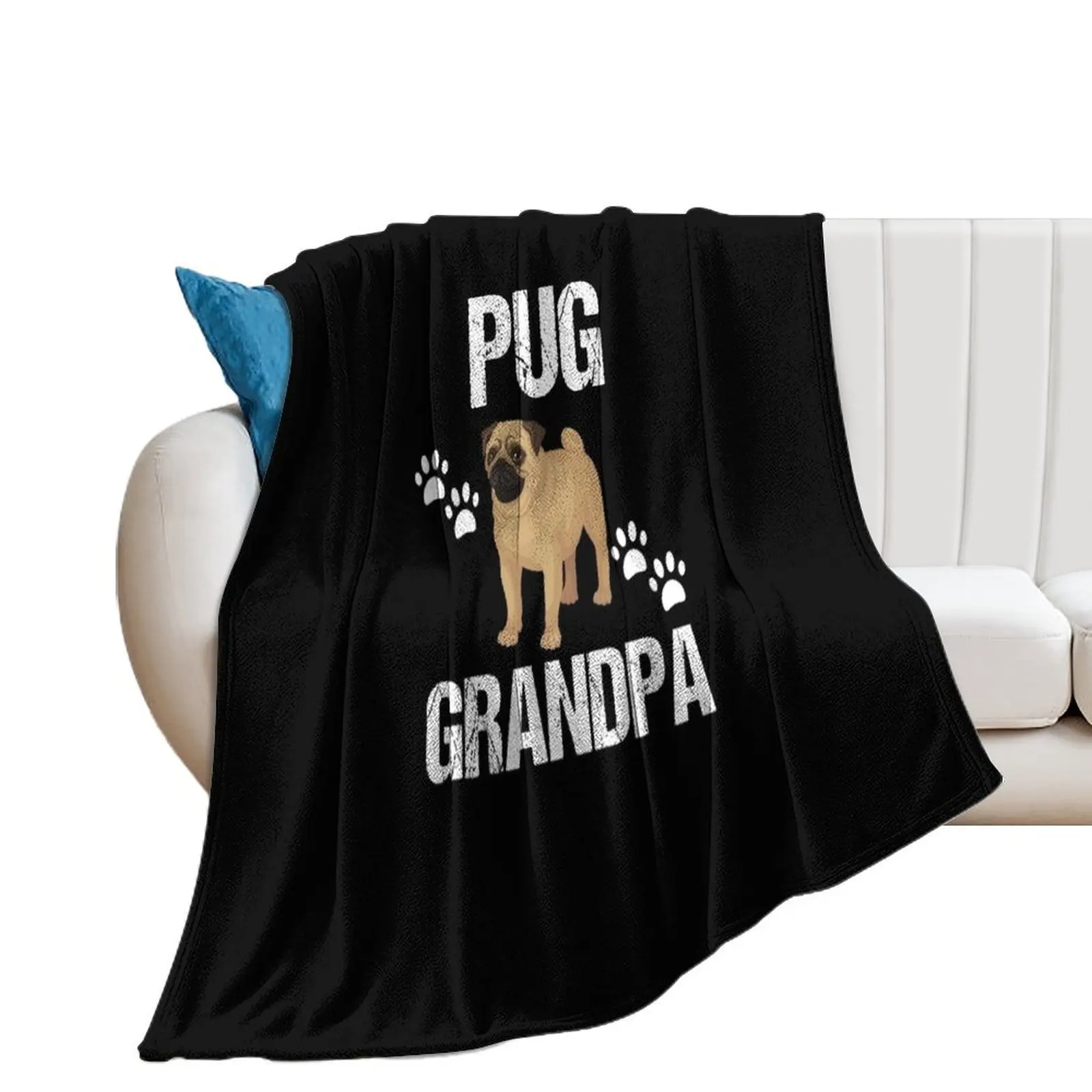 Pug Grandpa - Vector Pug Throw Blanket Cute Sofa Throw Warm Blankets