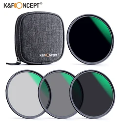 K&F Concept ND4 ND8 ND64 ND1000 Filter kits Camera Lens Neutral Density with Filter Pouch 49mm 52mm 58mm 67mm 72mm 77mm 82mm