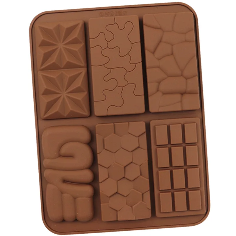 6 Different Waffle Blocks Silicone Chocolate Mold Cake Fondant Decoration Mould XG1069 for Kitchen Baking Accessories